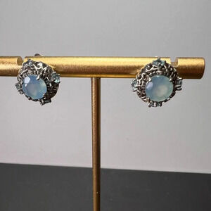 Blue chalcedony Sterling silver stud earrings